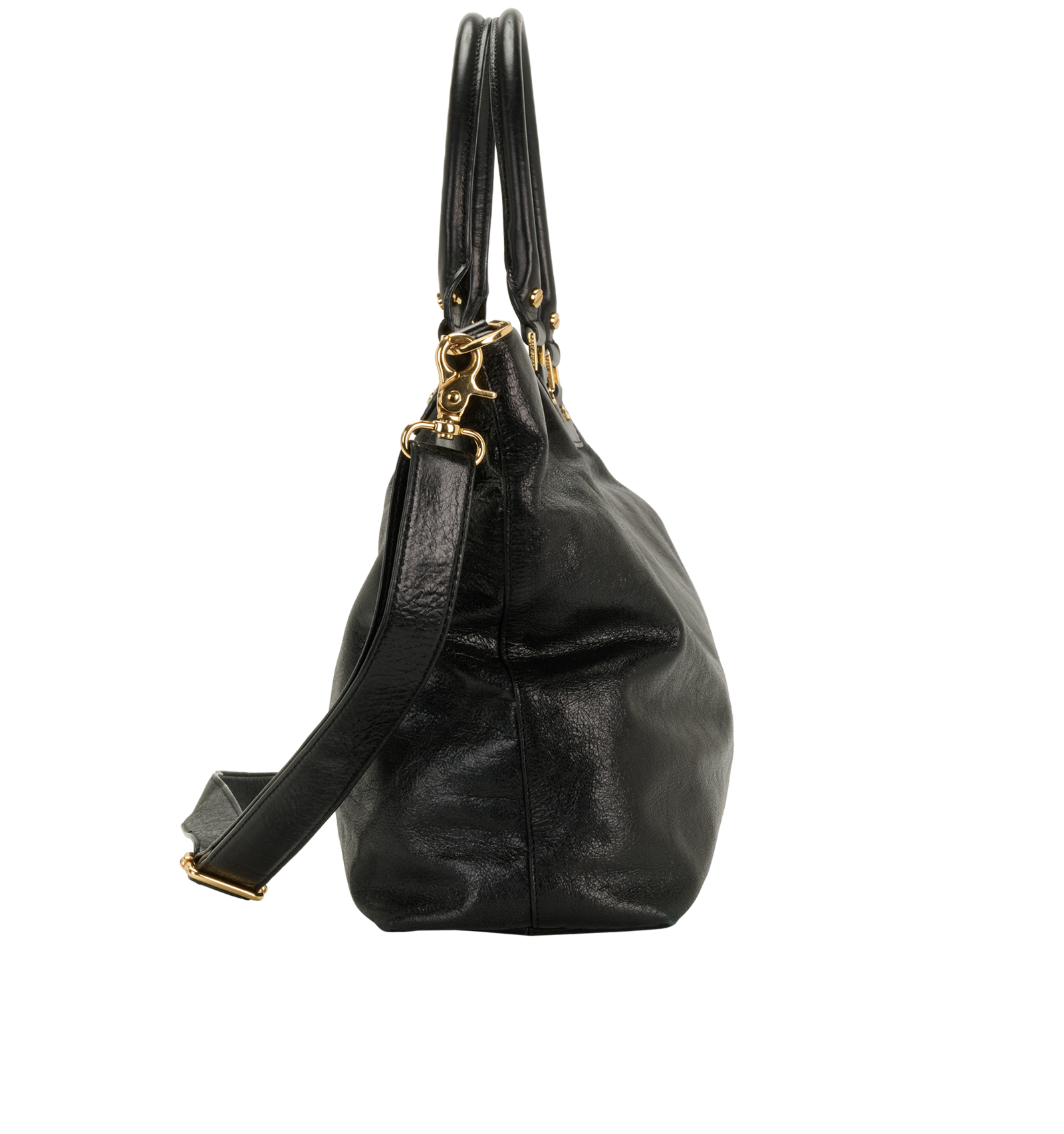 Vintage Dena Tote, &pound;110, Handbags, Black, Leather, Side view